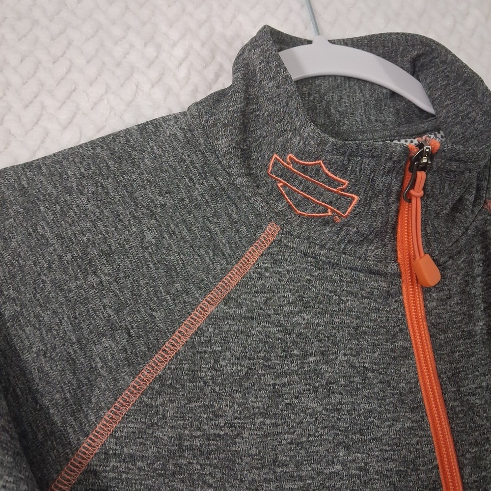 Harley-Davidson Full Zip Performance Jacket Womens Medium Gray Orange - Picture 6 of 12